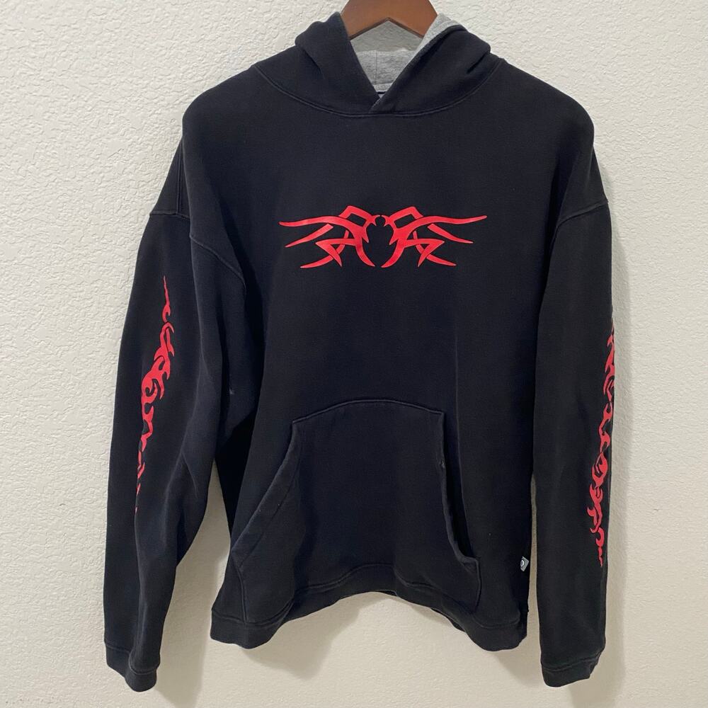 Vintage Outlooks Tribal Spider Hoodie Black Red Graphic Streetwear XL